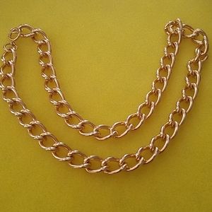 Large gold link chain necklace
